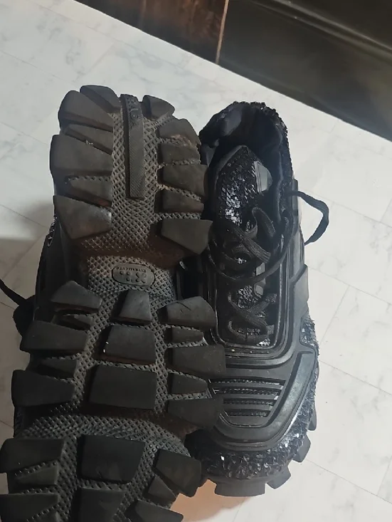 Prada Black Sequin-Trim Chunky Sneakers - Picture 5 of 6